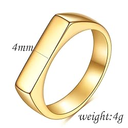 MYNENEY Stainless Steel Square Shape Signet Style