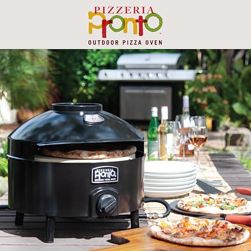 Pronto Outdoor Portable Pizza Oven - Pizzacraft - 14-Inch Cordierite Pizza Stone | Heats Up to 750°F, Cooks Pizza in 5 Minutes | Gas Propane Pizza Oven
