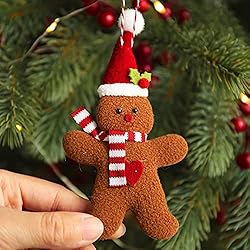 3 Pack Plush Gingerbread Man or Lady Ornaments for