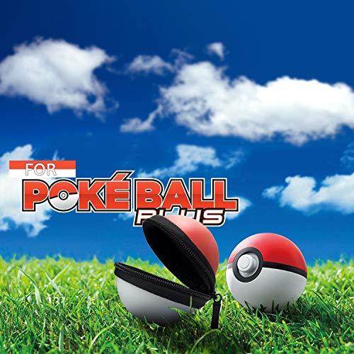 Portable Carrying Case for Nintendo Switch Pokemon Ball Plus Controller, 2in1 Accessory Bag for Pokemon Lets Go Pikachu Eevee Game for Nintendo Switch Carrying Case+Silicone Cover (White Red)