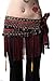 ZLTdream Women's Belly Dance Tribal Hip Scarf with Fringe Coins Flannel
