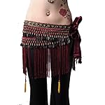 ZLTdream Women's Belly Dance Tribal Hip Scarf with Fringe Coins Flannel ZLTdream Women's Belly Dance Tribal Hip Scarf with Fringe Coins Flannel