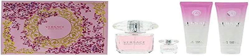 Versace Bright Crystal 4 Piece Gift Set EDT 90ml Shower Gel Body Lotion 5ml Mini