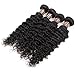 Deep Wave Hair Bundles with Frontal (14 16 18+12 inch) Ali Funmi Peruvian Human Hair Bundles Unprocessed Deep Wave Virgin Hair 3 Bundles with 13x4 Lace Frontal Human Hair Extensions Natural Black