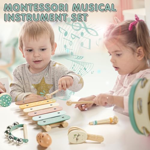 Lehoo Castle Montessori Enfant Jouet Instrument de Musique 1 2 3 Ans, Bebe Cadeau Jeux Xylophone Musicaux en Bois, Bebe Jouet Cadeau Fille Garçons