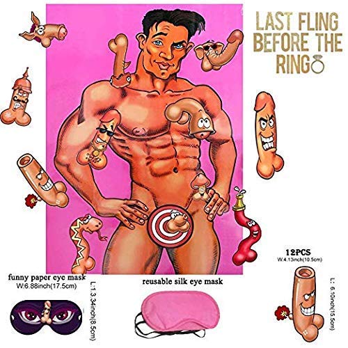 Bachelorette Party Games - 2 Pcs Headband Ring Toss Hoopla Game Set Pcs Ring Toss Hoopla Games+Stick The Junk on The Hunk, Perfect for Bachelorette Party Decorations - Thumbnail 2