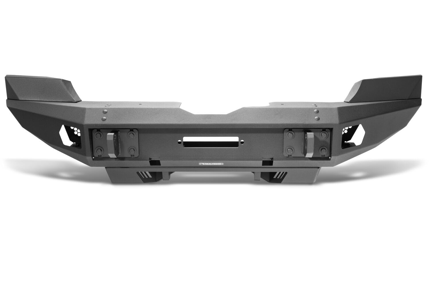 View 1 of *** SET OF 2 BOXES*** RealTruck Trailine Full Width Front Bumper | Winch Ready, Steel, Textured Black | 230216T | Fits 2018-2025 Jeep Wrangler JL/JLU; 2020-2025 Jeep Gladiator JT