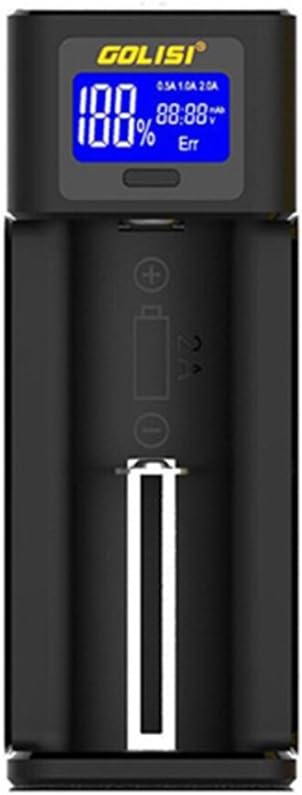Intelligent Battery Charger,Golisi I1 2A Single Slot Universal Battery Charger with USB Port and LCD Display Smart Charger for Ni-MH Ni-Cd AA AAA Li-ion Rechargeable Batteries
