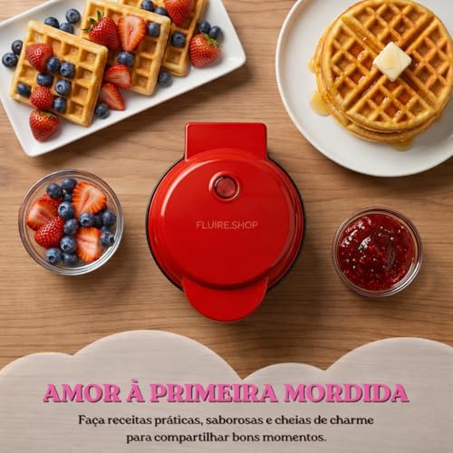 Máquina de Waffle e Donuts 110V 3 em 1 Mini - Waffleira Elétrica Compacta com Placas Removíveis com Formato Coração Laváveis em Lava-Louças, para Waffle, Donuts, para Café da Manhã Lanches, Sobremesas