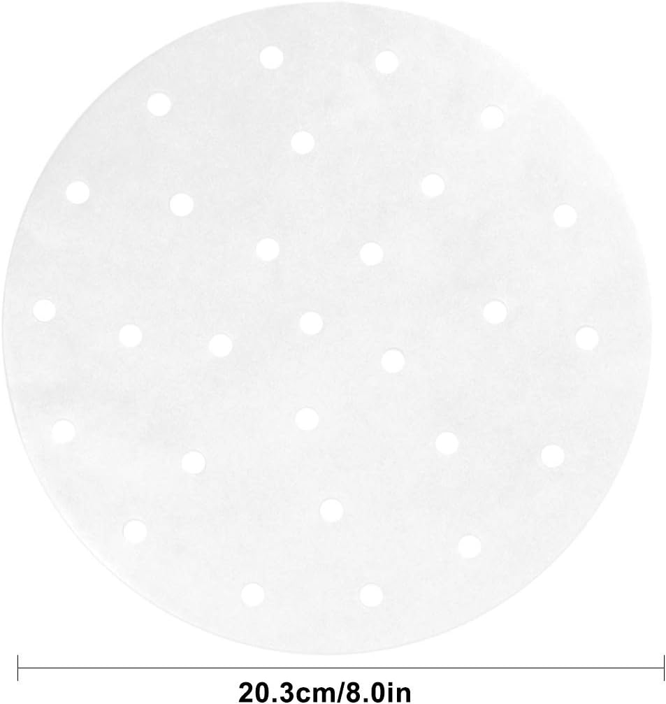 100 Sheet Round Parchment Paper, 8 Inch Air Fryer Paper, Biodegradable Bamboo Steamer Paper, Non
