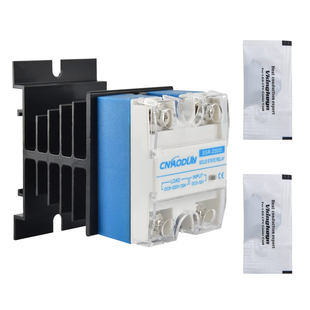 CNAODUN Solid State Relay SSR-25DD with Heat Sink