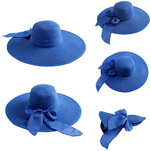Womens Sun Straw Hat Wide Brim Hemming Faux Leather Belt Decor Hat Foldable Roll Up Floppy Fashion Cowboy Cap For Women