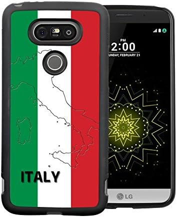 LG G5 Case,Italia Italian Flag Black TPU and PC Protective Bumper[Slim Fit ] Case For LG G5
