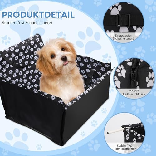 68x57x33 cm Wimypet Hunde Autositz wasserdichte, Haustier Autoschondecke mit Hund Sicherheitsgurt, Hundekorb für Rückbank Vordersitz Hund Sitzbezug Hundedecke Hunde Autoschondecke
