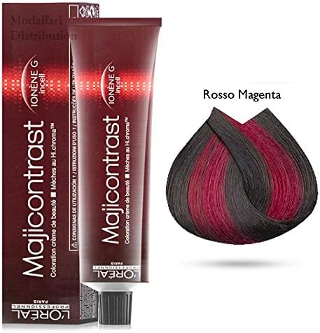 Tinte para el pelo Majicontrast de Loreal, 3 botes de 50 ml, color rojo magenta