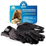 4pawzz Premium Quality Pet Grooming Gloves Deshedding Brush for Dogs/Cats/Horses One Pair Removes Fur Massages and Cleans Ideal for Any Pet Short/Medium/Long Fur (Grey)