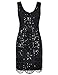 PrettyGuide Women's 1920s Gatsby Sequin Art Deco Scalloped Hem Cocktail Flapper Dress S Black