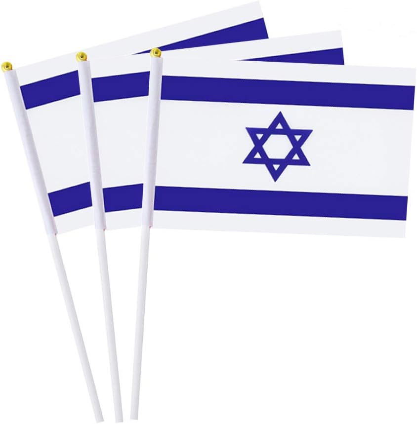 Flags - Israel Flag Israeli Small Stick Mini Hand Held Flags Decorations 1 Dozen (12 pack)