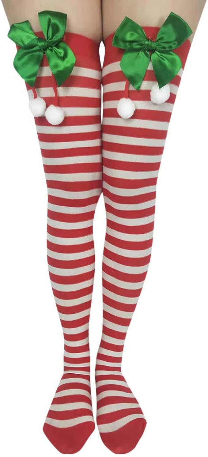 Regali Di Natale Pippi Calzelunghe.Donne Calze Altezza Ginocchia Calzini Di Natale Stampa A Righe Di Prua Calzini Lunghi Casual Inverno Calze Autoreggenti Caldo Comode Morbide Calze Sportive Calzettoni Natale Regali Ragazze Amazon It Abbigliamento