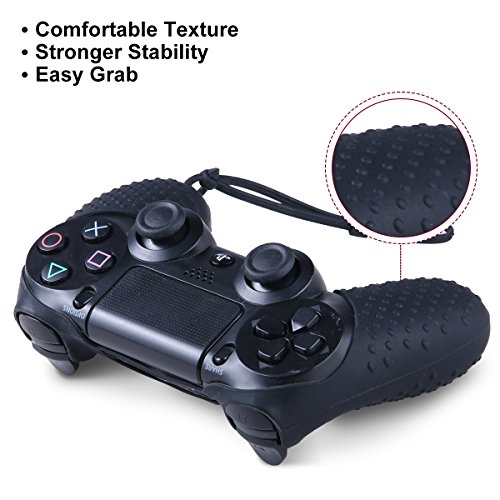 Skin for PS4 Controller - Silicone Covers for DualShock 4 - Anti-slip Protector with Hand Strap Case Set for Sony PS4, PS4 Slim, PS4 Pro 2 Controller Skin with 8 Thumb Grips - Thumbnail 2