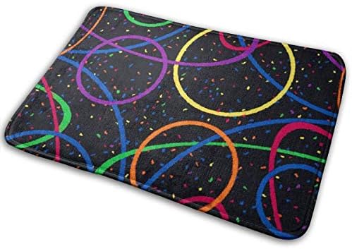 Rainbow Strips and Circles Home Door Mat Super Absorbent Non-slip Front Floor Mat,Soft Coral Memory Foam Carpet Bathroom Rubber Indoor Outdoor Rugs 40x60 cm