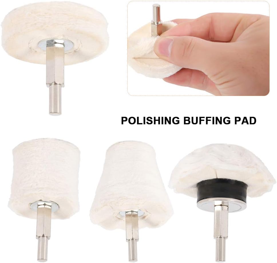 4pcs Polishing Buffing Pad Buffing Wheel Drill Kit Mop Cone Cylindrical Mushroom Wheel Grinding Head with 1/4 Handle for Car Motorcycle Wheels Grinder Polisher - Image 4