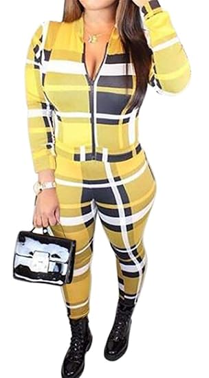 yellow checkered jumpsuit