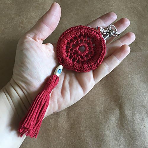 Boho Decor Bohemian Dreamcatcher Red Boho Chic evil eye car decoration charm Keychain beat Charm