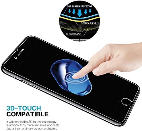 (3-pack) iPhone 8 plus Screen Protector, Rockxdays Screen Protector for iPhone 8 plus Tempered glass, round, scratch-resistant, fingerprinting, Apple iPhone 8 Plus, 7 Plus, 6S Plus, 6 Plus