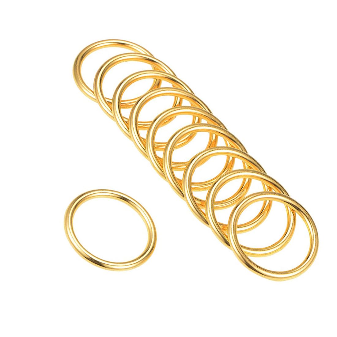 MACHSWON Zinc Alloy O Rings 25mm(1") ID 3mm Thick Multi-Purpose Welded O Buckles Heavy Duty Smooth Solid Ring for Bag Straps Belts Pet Leashes and DIY Crafts Gold 10pcs