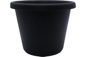 The HC Companies 14 Inch Round Classic Planter - Plastic Plant Pot for Indoor Outdoor Plants Flowers Herbs, Black