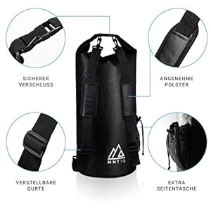 Schnorchelmasken 51ELRjto0TL. SS300 🏔 𝗠𝗡𝗧𝟭𝟬 - 𝗘𝗫𝗣𝗟𝗢𝗥𝗘 𝗧𝗛𝗘 𝗨𝗡𝗞𝗡𝗢𝗪𝗡 Die Freiheit ruft! Wir bei MNT10 wollen, dass Du als allerstes deine Kopf frei hast. Deswegen haben wir für jeden Deiner Pläne das passende Produkt, und klar: hohe Qualität, fairer Preis!
🙏 𝗘𝗡𝗗𝗟𝗜𝗖𝗛 𝗪𝗔𝗦𝗦𝗘𝗥𝗗𝗜𝗖𝗛𝗧 Der MNT10 Dry-Bag besteht aus reißfestem Nylon-Gewebe und lässt Dich nicht im Stich, egal ob beim Wassersport, Segeln oder als Kajak Tasche! Verstaue Deine Wertsachen sicher. Wichtig an dieser Stelle: der Dry-Bag darf nicht lange unter Wasser getaucht werden!
✅ 𝗦𝗘𝗜𝗧𝗘𝗡𝗧𝗔𝗦𝗖𝗛𝗘 & 𝗜𝗡𝗡𝗢𝗩𝗔𝗧𝗜𝗩𝗘𝗦 𝗧𝗥𝗔𝗚𝗘𝗦𝗬𝗦𝗧𝗘𝗠 In der kleinen Seitentasche kannst Du deine wichtigsten Sachen verstauen und jederzeit mühelos auf sie zugreifen. Dank der belastbaren Gurte kannst Du deine Dry Bag bequem wie einen Rucksack transportieren!