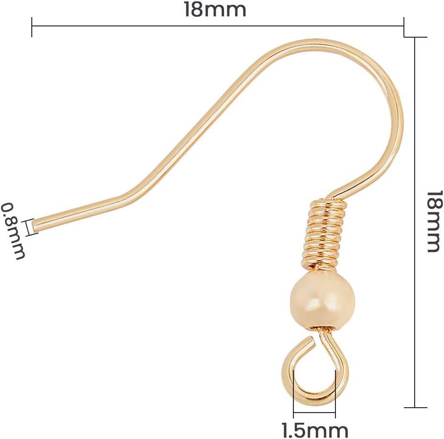 BENECREAT 100pcs 18K Gold Plated French Earring Hooks with Ball Dangle Findings for DIY Earring Making 18x18x0.7mm - Image 3