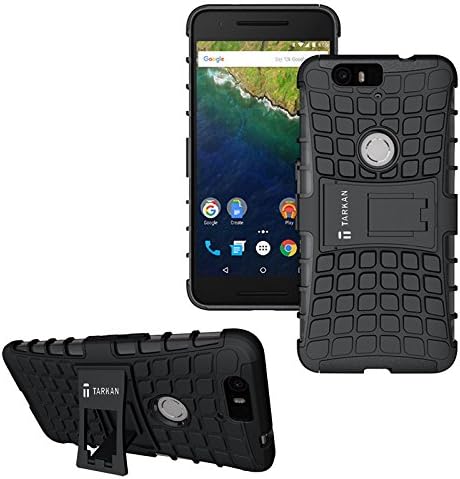 TARKAN Hard Armor Hybrid Rubber Bumper Flip Stand Rugged Back Case Cover for Huawei Google Nexus 6P [Black]