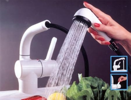 Aquatouch Aqua Touch White Kitchen Faucet With Pullout Spout