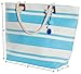 Beach Bag By Pier 17 - Beach Tote Bag withTop Zipper Closure, Cotton Rope Handles, 2 Inner Pocket, Built-In Inner Backing for Extra Durability - L20