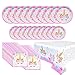 FZR Legend Unicorn Party Supplies Set - Including Unicorn Party Plates, Napkins and 2 Tablecloths for Girls | Unicorn Birthday Party Decorations Set for Creating Unicorn Theme Party- Serves 16
