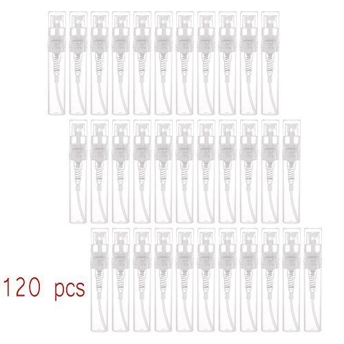Mini Clear Plastic Spray Bottle Portable Cute Perfume Mouthwash Atomizer for Cleaning, Travel, Essential Oils, Perfume 120Pcs 3ml