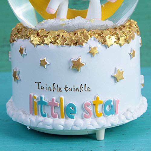 image for VECU Unicorn Snow Globe, 100 MM Automatic Snowfall Cartoon Rainbow Mus