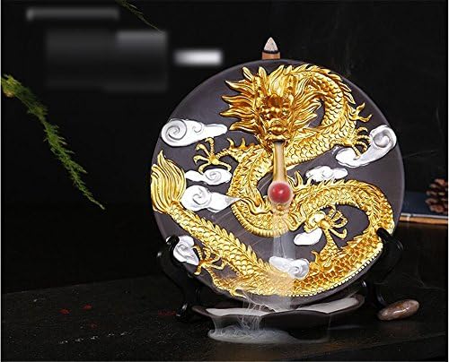 YZGS Ceramic Glaze Incense Smoke Cone Burner Backflow Censer Tower Holder Porcelain Decoration Charcoal Ash Catcher Tray Bowl for Home Ornamental Yoga Bedroom DLXL-LONG