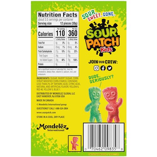 SOUR PATCH KIDS SOFT & CHEWY GUMMY CANDY, 3.5 OZ