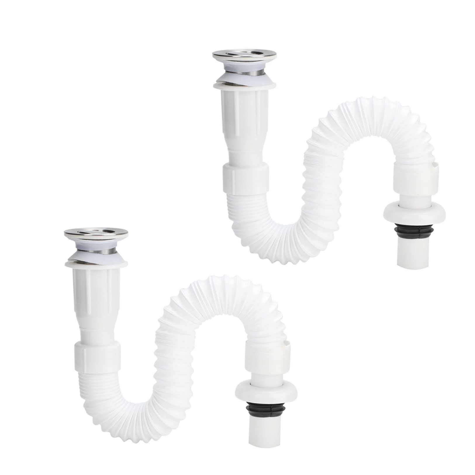2Pcs Expandable & Flexible Drain, Flap Type Universal Kitchen Bathroom Basin Water Drain Hose, Down Trap Tubing Pipe Draining Accessories, Corrosion Resistant and Easy to Install