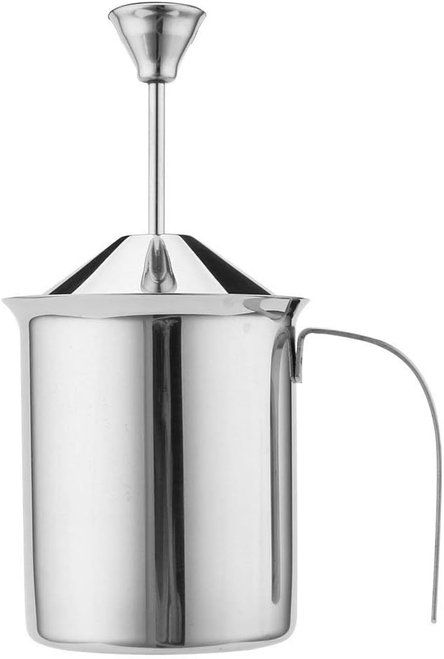 Creamer Frother - Stainless Steel Hand Pump Milk Creamer Frother Cappuccino Foamer (silver, 14oz) โฆ