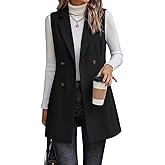 IDEALSANXUN Long Vest for Women Sleeveless Tweed Blazer Fall Jackets Cardigan Outerwear