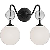 Alora Mood VL415315MBOP Celia Vanity, Matte Black/Opal Glass