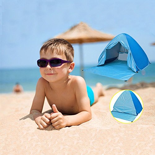 Meinstilin Portable Cabin Camping Tent Sun Shelter Automatic UV Protection Beach Shade for Outdoor Activities Pop Up Beach Tent Sun Shelter Cabana for 2-3 Person,Sky blue