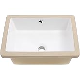 Couoko 18x12 Inch Undermount Bathroom Sink with Rectangular Bottom White Ceramic Vessel Bathroom Sinks Vanity Classic Basin w