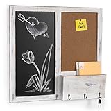 MyGift Wall Mounted Chalkboard & Cork Board Rack with Mail Sorter & Key Hooks