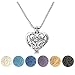 Top Plaza Natural Lava Rock Stone Aromatherapy Essential Oil Diffuser Necklace Silver Locket Pendant With 6 Dyed Lava Beads(Heart 1)