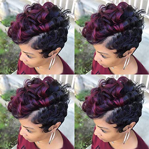 Beisd Short Curly Ombre Burgundy Wig Curly Synthetic Wigs For